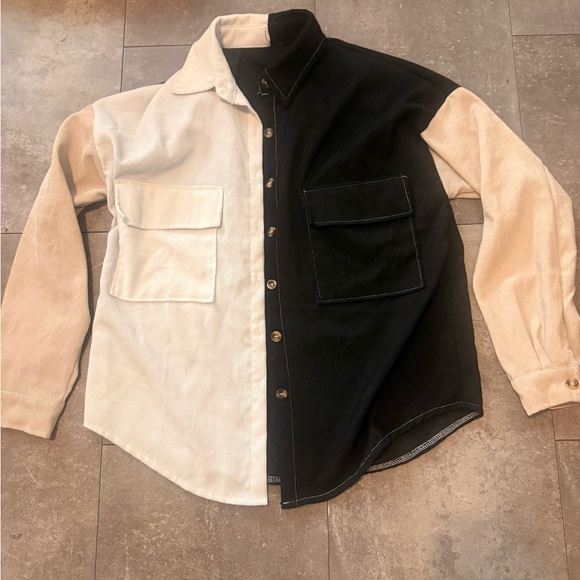 SHEIN Jackets & Blazers - SHEIN Black and White Colorblock Jacket